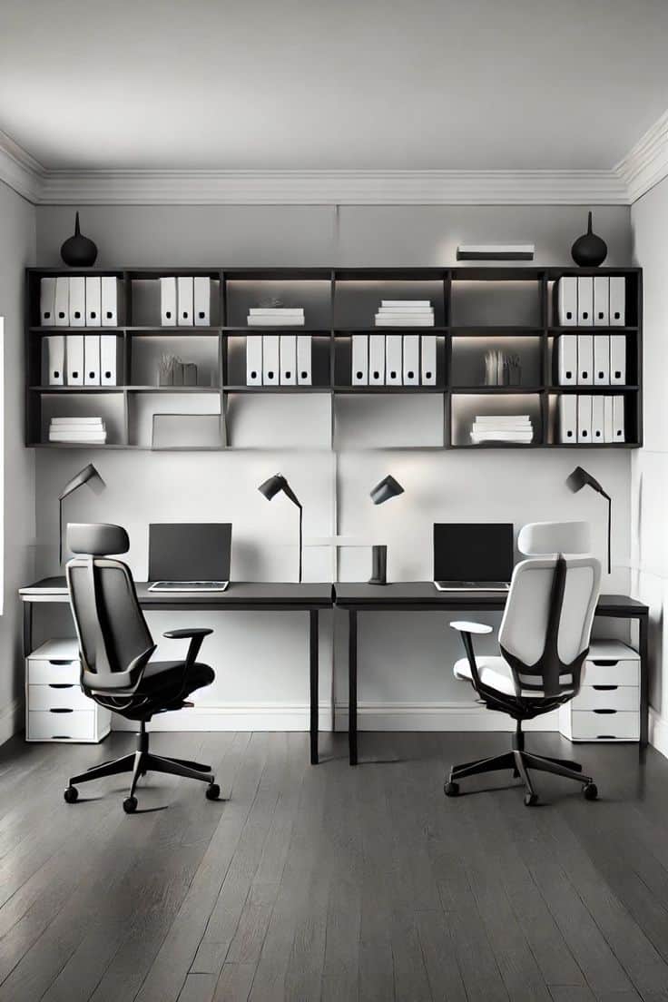 kantor minimalis gaya monochrome